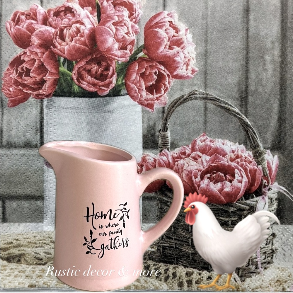 Pink Ceramic Pitcher for your tier trays and Farmhouse decor.
